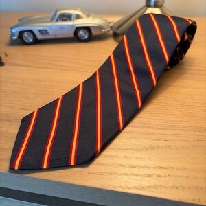Classic Striped English Regimental Tie in Navy and Orange woven in England
